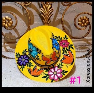 Hand Painted Straw Panama Style Hats